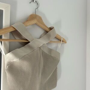 Aritzia Beige Ribbed Tank Top